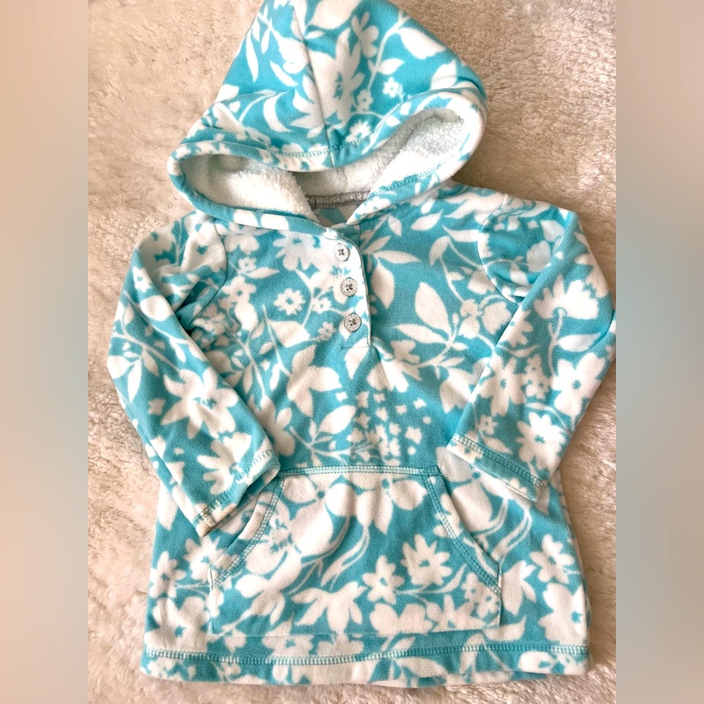 Carter’s Girl’s Hooded, Button-up Fleece Jacket (Size 24 Months)